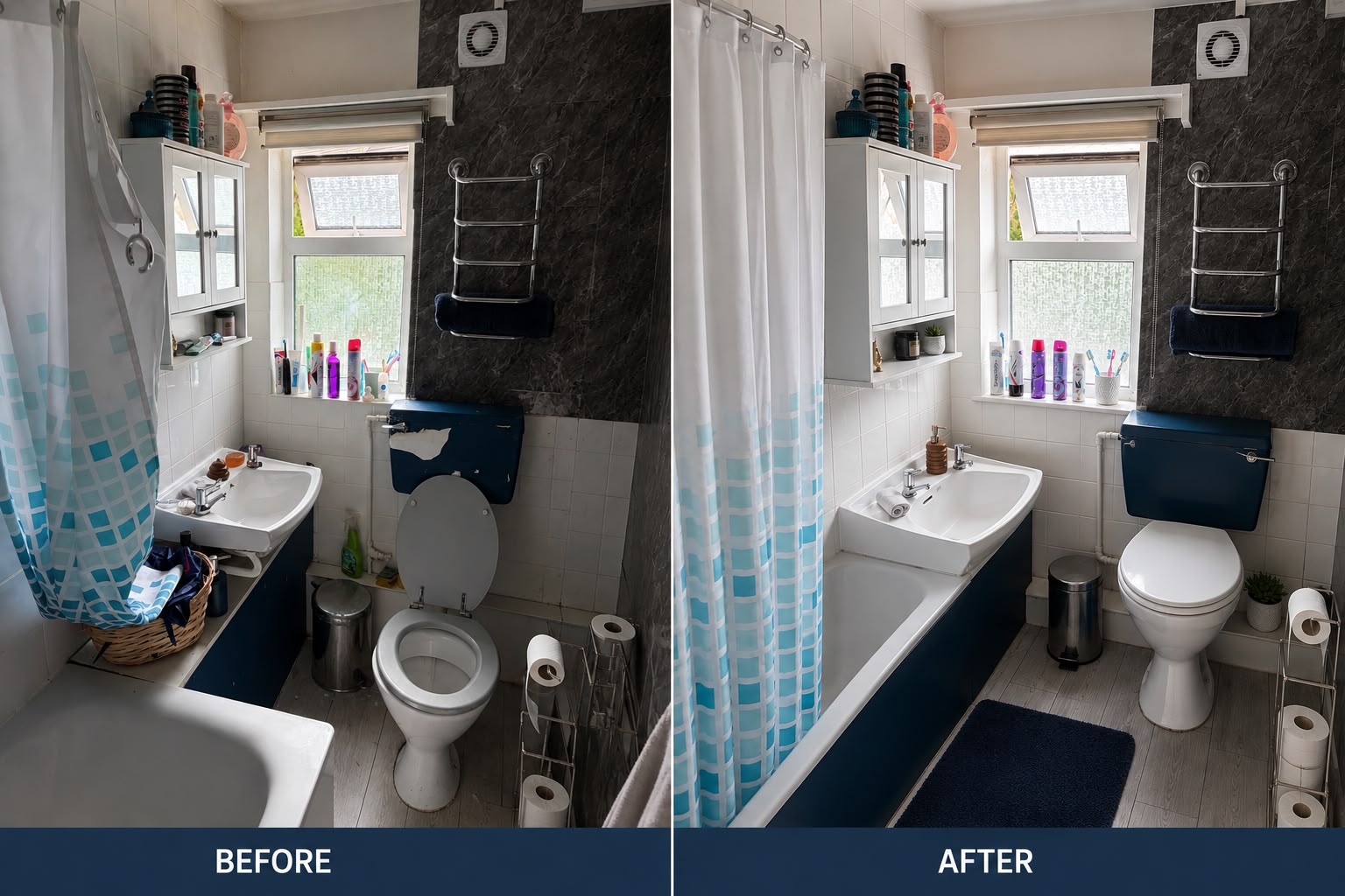Before and after result of an Apex Glow Cleaning clean