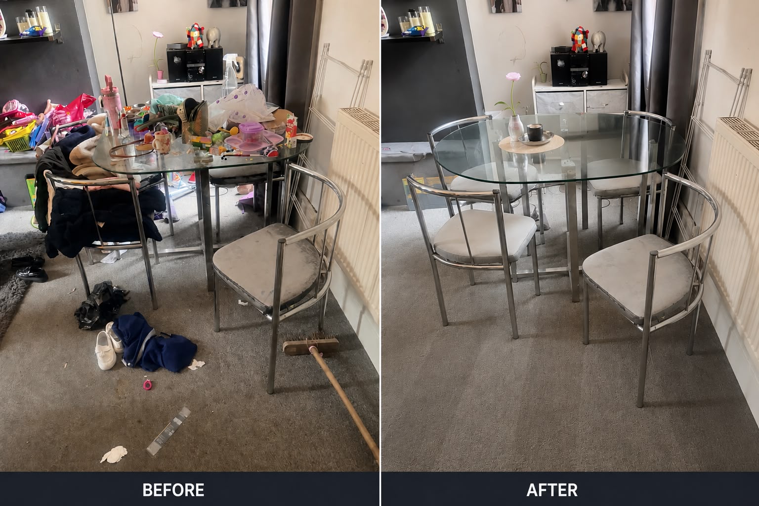 Before and after result of an Apex Glow Cleaning clean