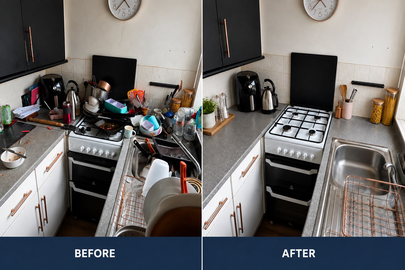 Before and after result of an Apex Glow Cleaning clean